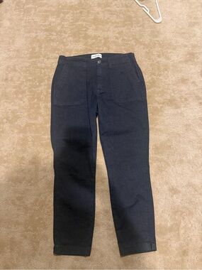 Dark Navy High-Rise Cropped Utility Pants